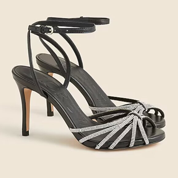 J. Crew Collection Rylie cage-toe heels crystal and leather - Picture 1 of 4